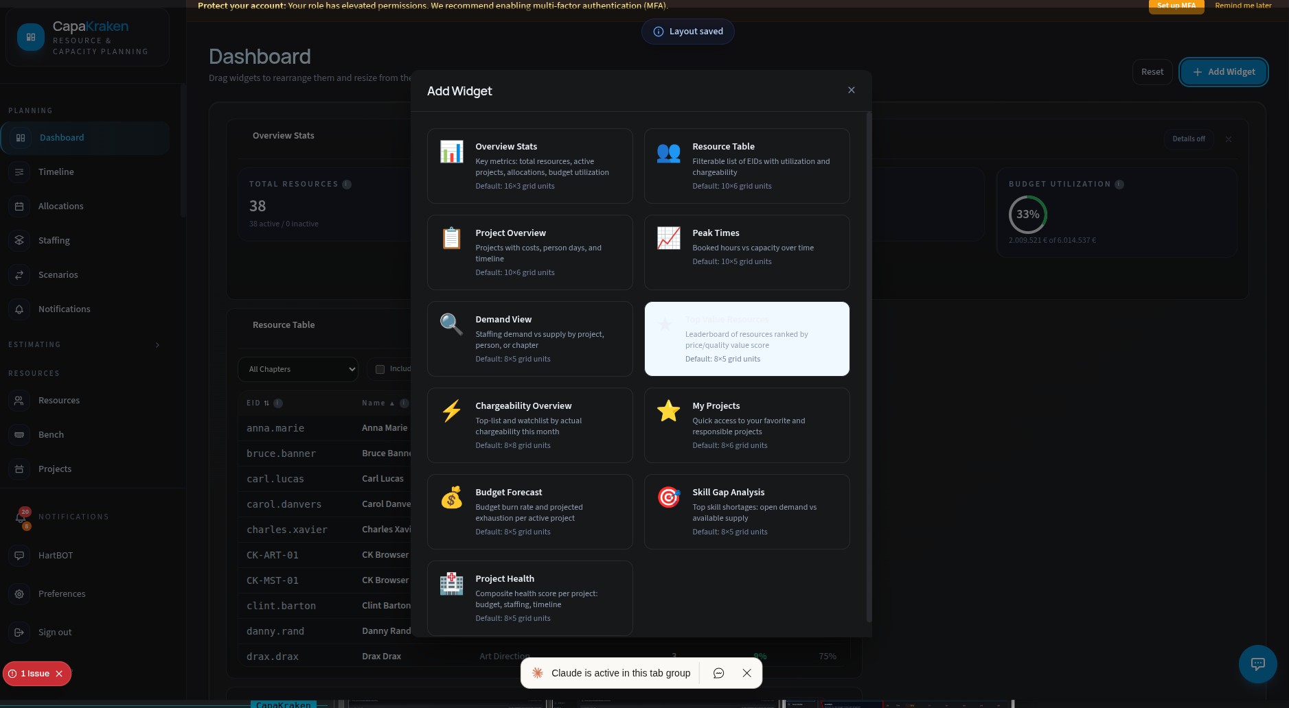 Dashboard Widgets